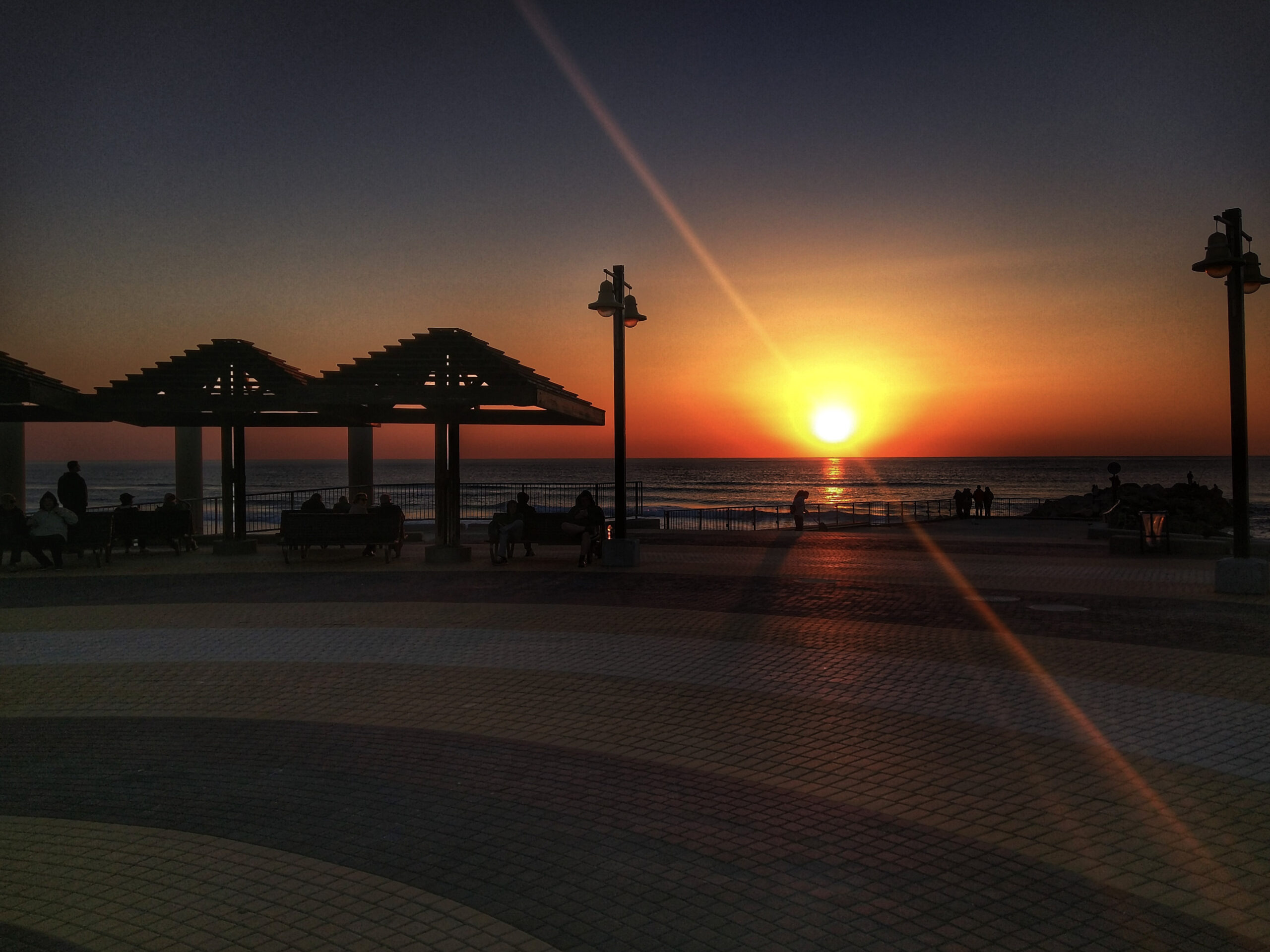 Winter Sunset From a Seafront Promenade